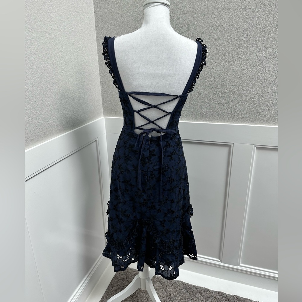 Rebecca Taylor Adrianna Embroidered Eyelet Blueberry Dress - Picture 4 of 6